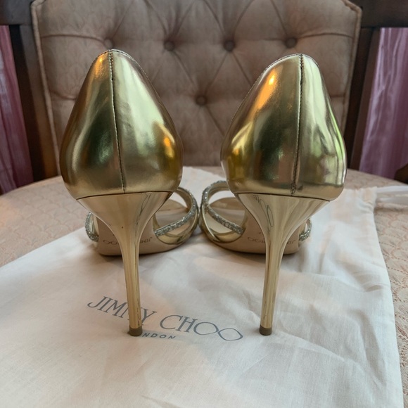 Jimmy Choo Gold Heels Sz 41 **WORN ONCE** - Picture 4 of 7